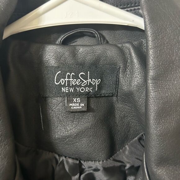 CoffeeShop Black Faux Leather Moto Jacket (Size XS) - Picture 8 of 10